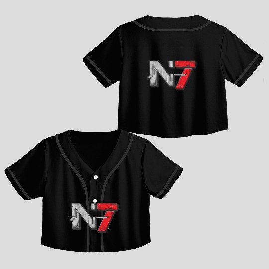 Mass Effect N7 Essential Crop Top Baseball Jerseys