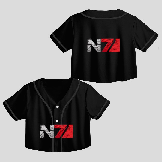 Mass Effect N7 Essential Crop Top Baseball Jerseys