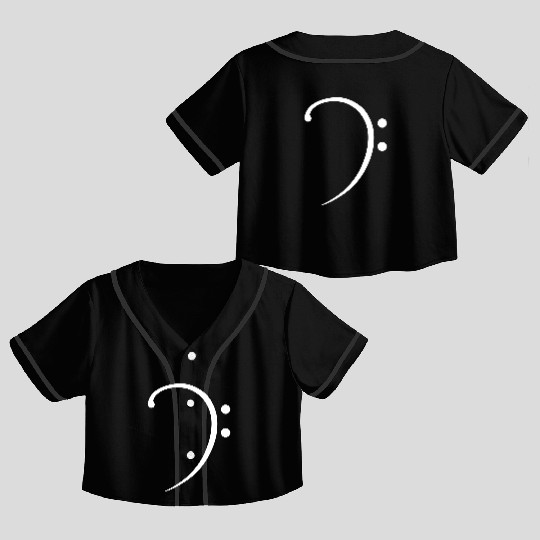 Music Bass Clef Note Cool Sound Symbol Two Points Crop Top Baseball Jerseys