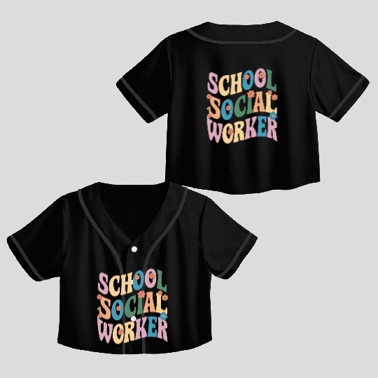 School Social Worker Floral Retro Vibes Crop Top Baseball Jerseys