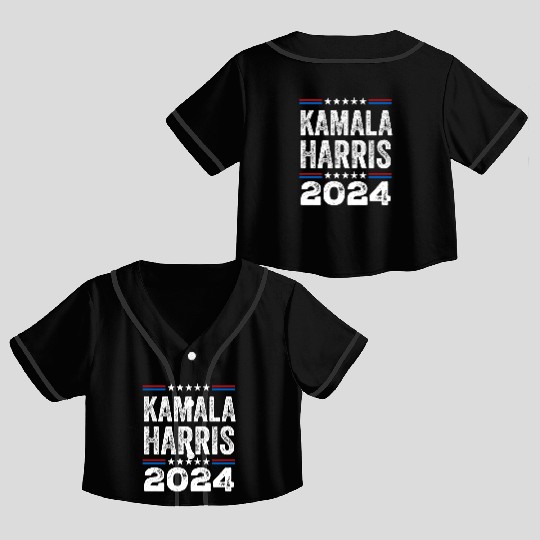 Kamala Harris 2024 US Election Democrat Crop Top Baseball Jerseys
