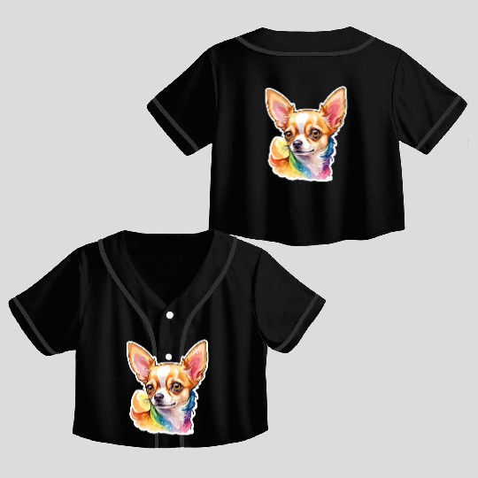 Chihuahua Watercolor Crop Top Baseball Jerseys