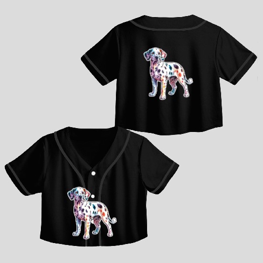 Dalmatian Dog Watercolor Crop Top Baseball Jerseys