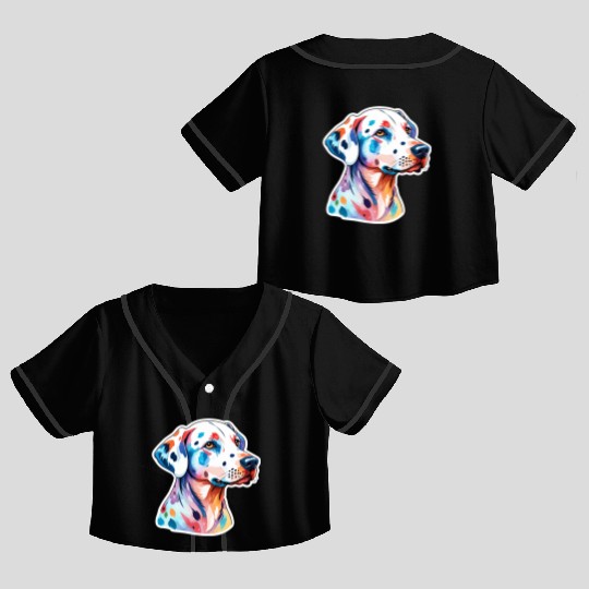 Dalmatian Dog Watercolor Crop Top Baseball Jerseys