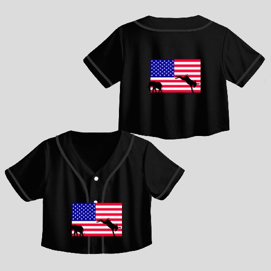 Donkey kicking out the elephant US Election 2024 Crop Top Baseball Jerseys