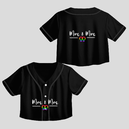 Gay Lesbian LGBT Wedding for Mr and Mrs Honeymoon Crop Top Baseball Jerseys