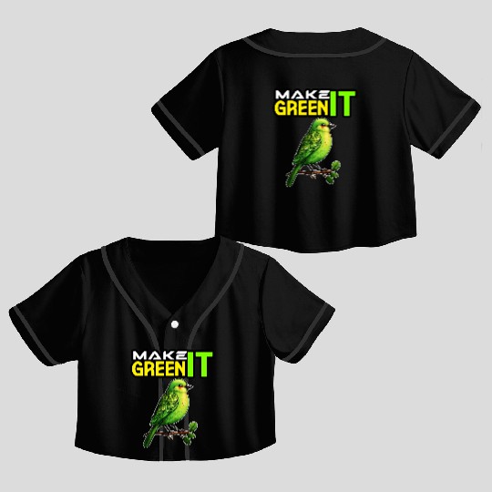 MAKE IT GREEN Crop Top Baseball Jerseys Crop Top Baseball Jerseys