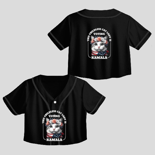 This childless cat lady is voting Kamala Harris Crop Top Baseball Jerseys
