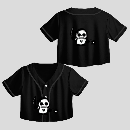 Halloween Girl with Flower and Knife Crop Top Baseball Jerseys