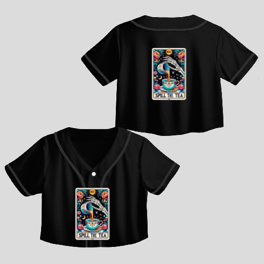 Spill The Tea Tarot Card Crop Top Baseball Jerseys