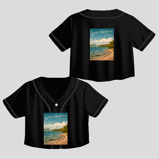 Vintage Travel Lake Geneva Switzerland Retro Crop Top Baseball Jerseys
