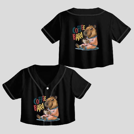 Coffeebara Capybara Coffedrinker Crop Top Baseball Jerseys