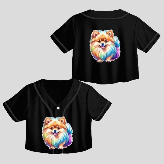 Pomeranian Watercolor Crop Top Baseball Jerseys