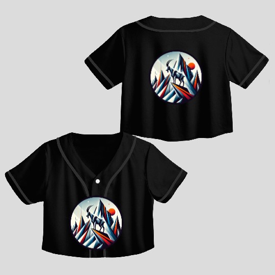 Abstract mountain goat Crop Top Baseball Jerseys