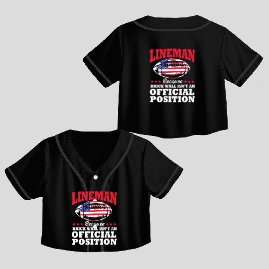 4th Of July US Flag Football Lineman Brick Wall Crop Top Baseball Jerseys