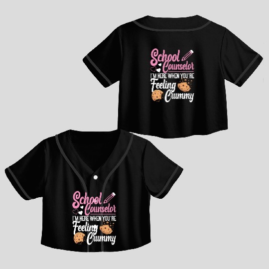 School Counselor Pun Cookie School Crop Top Baseball Jerseys