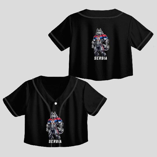 Serbia Wolf Bodybuilding Design Crop Top Baseball Jerseys