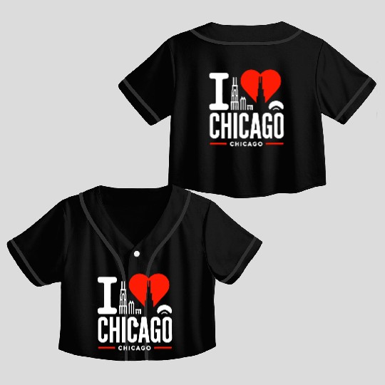 I Love Chicago The Windy City Chi-Town Crop Top Baseball Jerseys