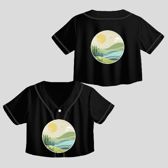 The Peaceful Green Hills Crop Top Baseball Jerseys
