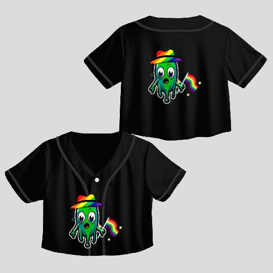 Rainbow Lgbtq Weird Creature Crop Top Baseball Jerseys