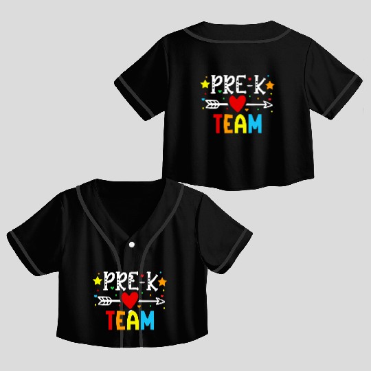 Pre-K Team - Preschool Teacher Crop Top Baseball Jerseys