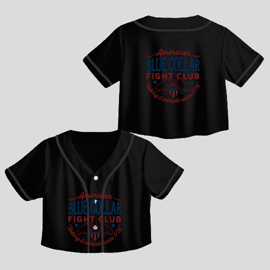 Blue Collar Fight Club Working Class Design Crop Top Baseball Jerseys