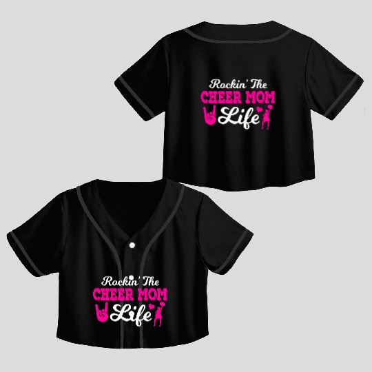 Rockin Cheer Mom Life Cheerleading Mother's Day Crop Top Baseball Jerseys