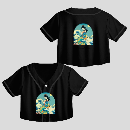 Celestial Siren ukiyo-e style Crop Top Baseball Jerseys
