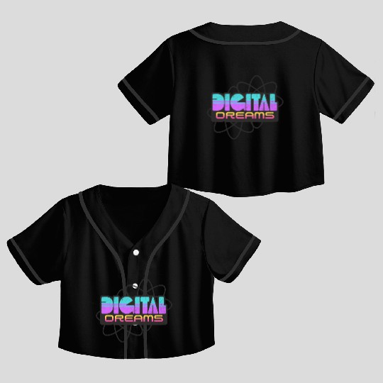 Digital Dreams - Retro Y2K Streetwear Design Crop Top Baseball Jerseys