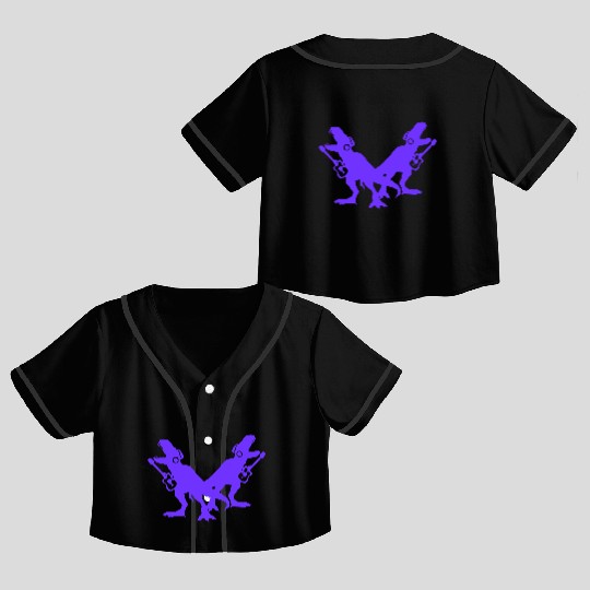 2 Guitar Dino T. Rex Guitarist Dinosaurs Roaring Crop Top Baseball Jerseys