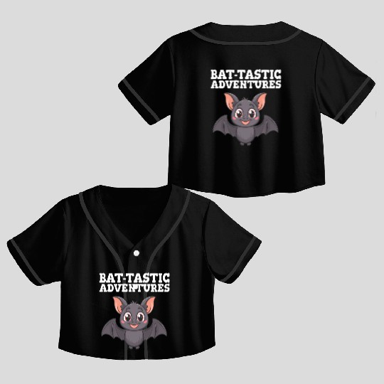 Bat-tastic Adventures Cute Design Crop Top Baseball Jerseys