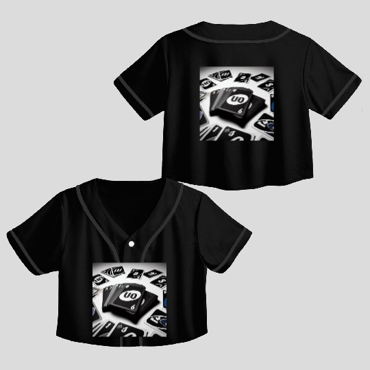 Black Uno Cards Crop Top Baseball Jerseys
