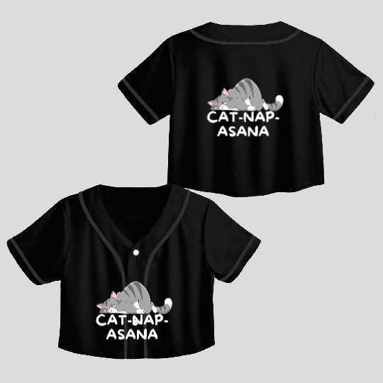 Funny Cat-Nap-Asana sleeping yoga Crop Top Baseball Jerseys