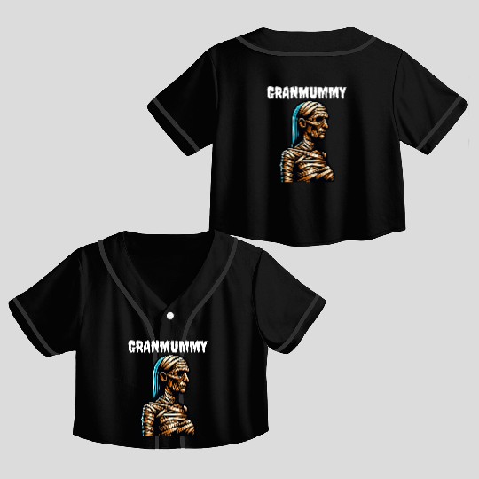 Mummy Grandma GRANMUMMY Halloween Women Horror Crop Top Baseball Jerseys