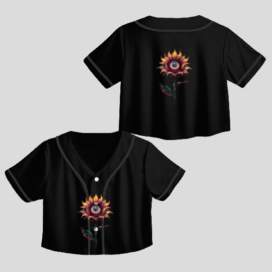 Weirdcore Aesthetic Flower Human Eyeball Strangeco Crop Top Baseball Jerseys