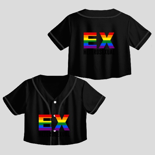 Ex Heterosexual Rainbow Flag LGBT Pride Month Crop Top Baseball Jerseys