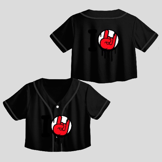 I Love Heavy Metal Hard Rock Music Graffiti Heart Crop Top Baseball Jerseys