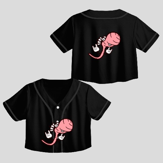 Cute Cool Worm Crown King Party Animal Fun Monster Crop Top Baseball Jerseys