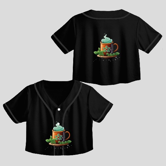 hot tea with mint for winter vibes Crop Top Baseball Jerseys