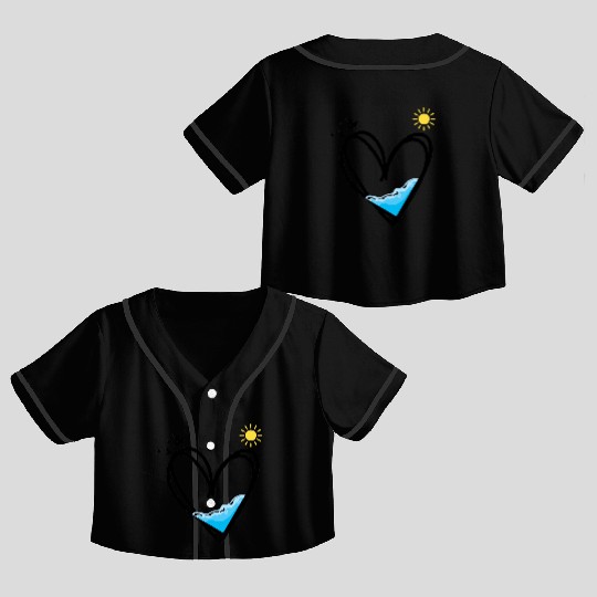 Heart with water and sun Crop Top Baseball Jerseys