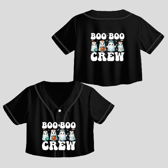 Boo Boo Crew Nurse Gifts Funny Halloween Costume Crop Top Baseball Jerseys