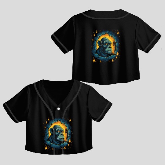 Night of the Starry Dungeon Monkey Crop Top Baseball Jerseys