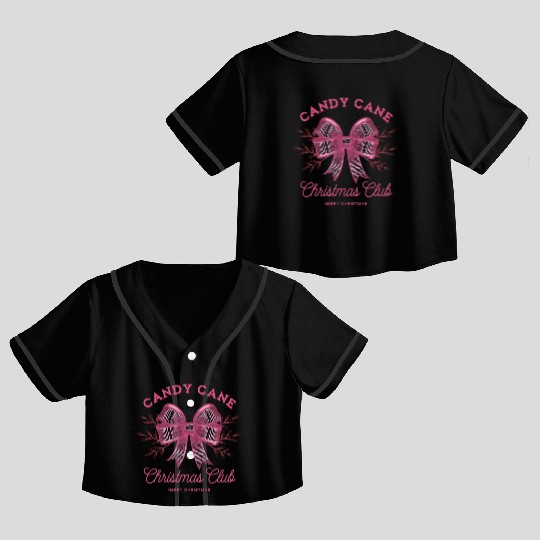 Pink Candy Cane Christmas Club Xmas Season Crop Top Baseball Jerseys