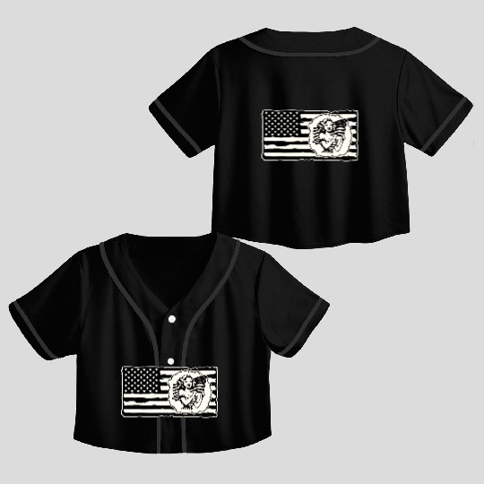 Retro Flag Girl © LIKE US ON FACEBOOK # Crop Top Baseball Jerseys
