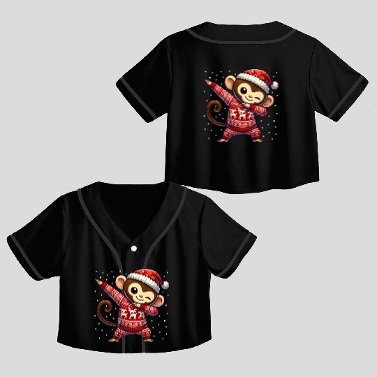 Christmas Monkey Lover Ape Funny Monkey Ugly Crop Top Baseball Jerseys