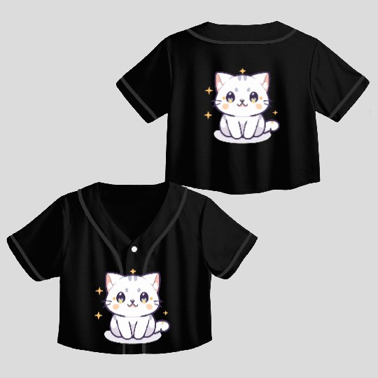 Meow Series: Starry Eyes Crop Top Baseball Jerseys