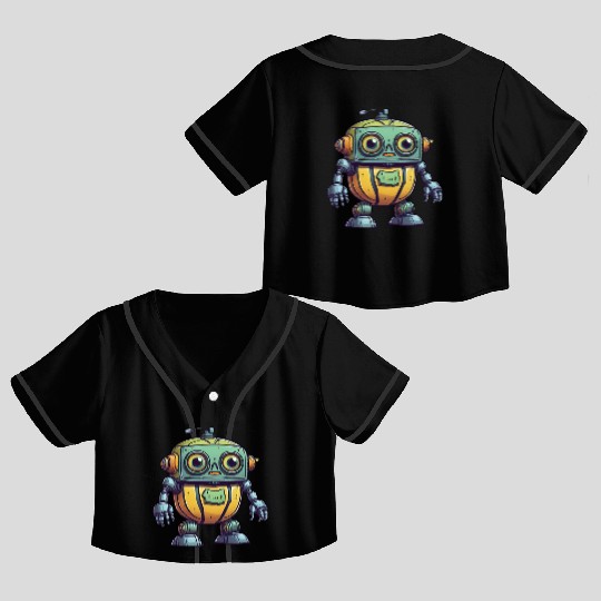 Robot Melon Crop Top Baseball Jerseys