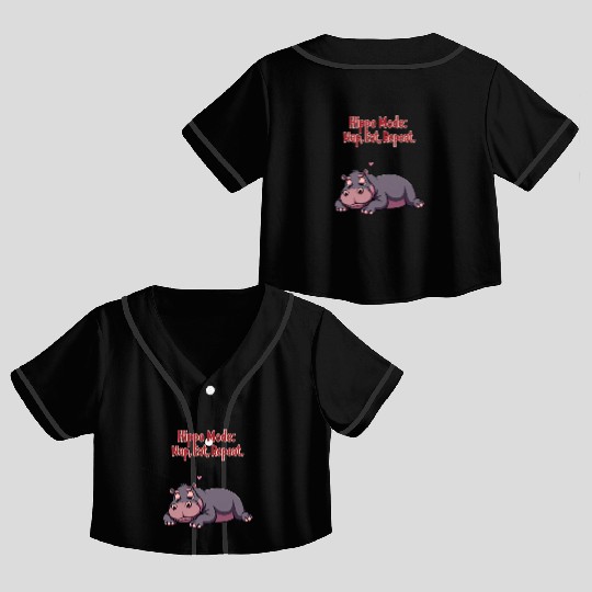 Hippo Lifestyle : Nap, Eat, Repeat. Crop Top Baseball Jerseys
