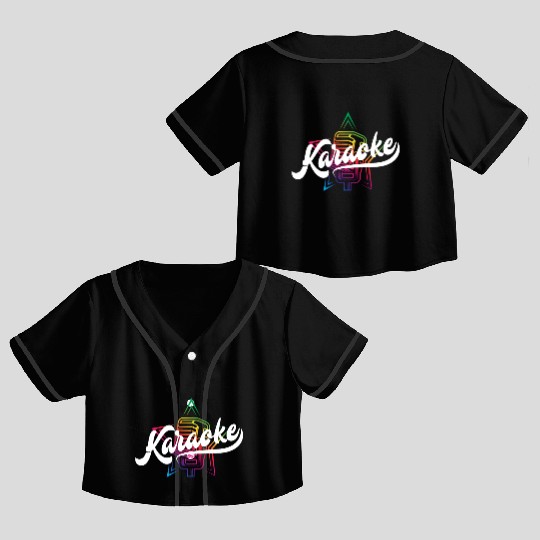 Colorful Karaoke Microphone Design Crop Top Baseball Jerseys