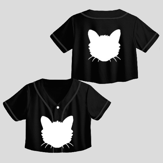 Cat Face Silhouette Kitten Head Outline Outline Crop Top Baseball Jerseys